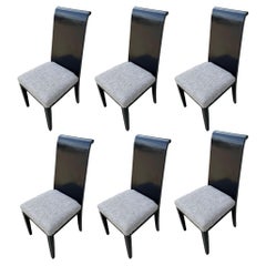 Set of Six Scrolling Back Wooden Oak Dining Chairs by Four Hands