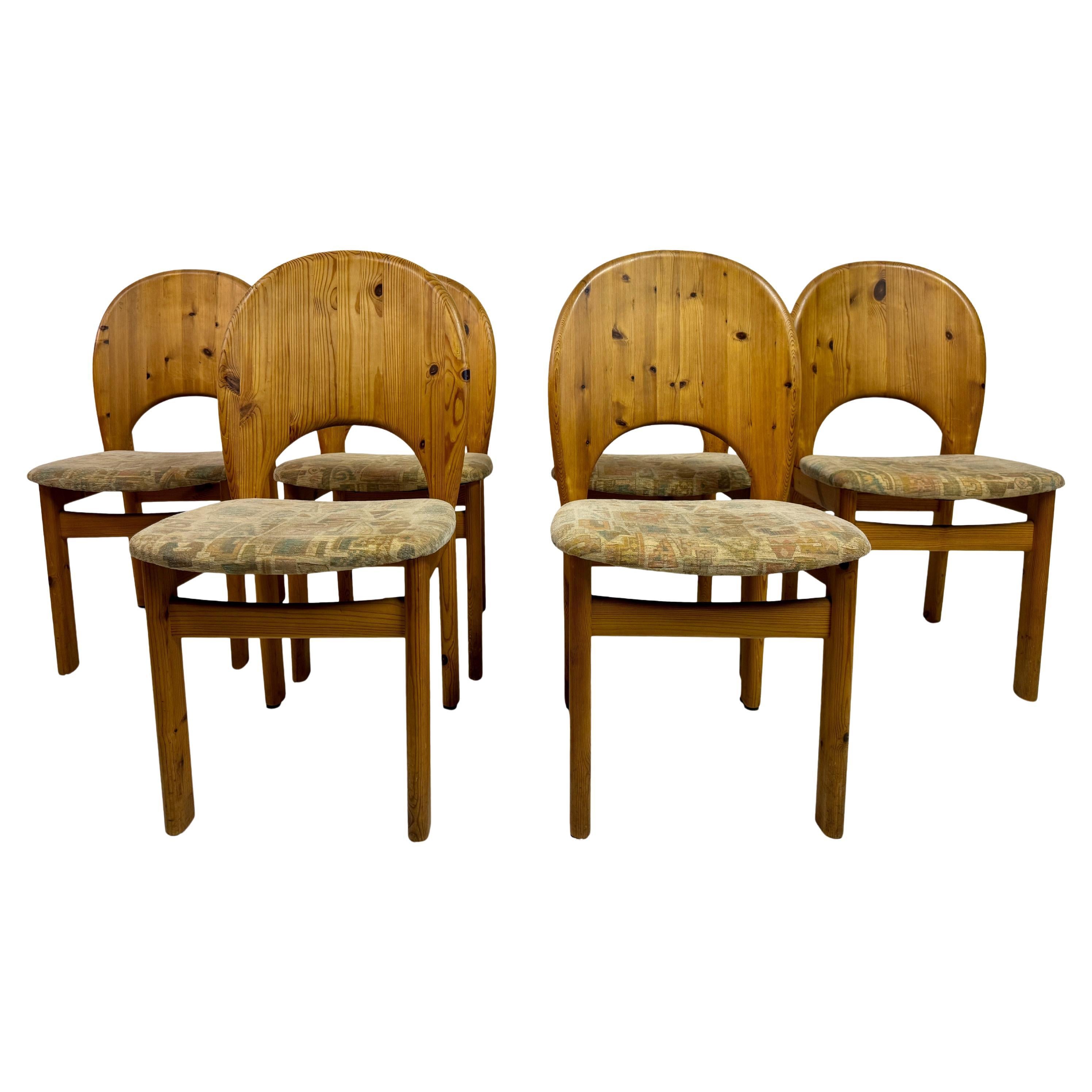 Set of Six Mid Century Danish Pine Dining Chairs by Niels Koefoed, 1970s For Sale