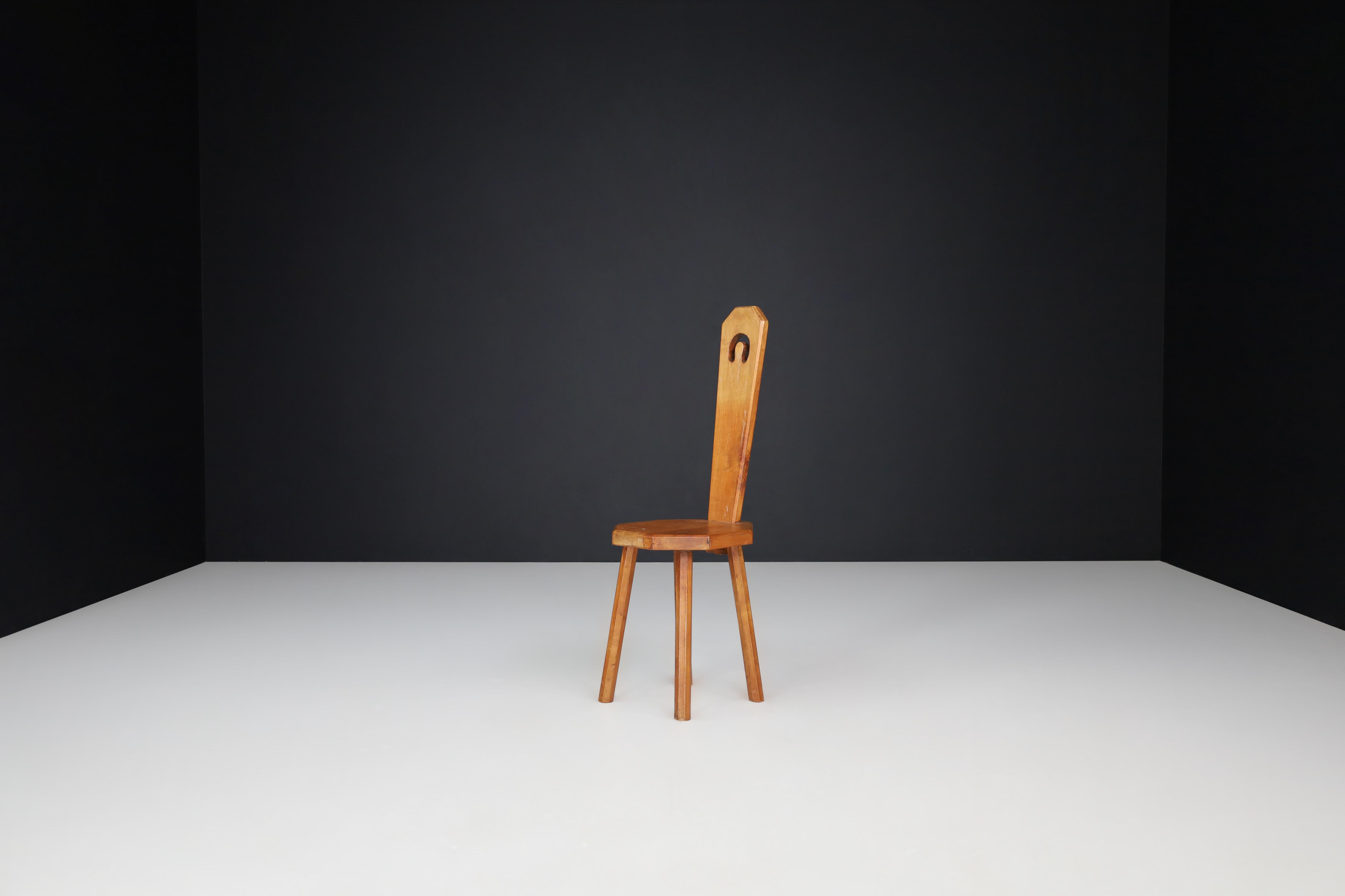 Set of Six Sculptural French Beechwood Chairs, 1950s For Sale 2