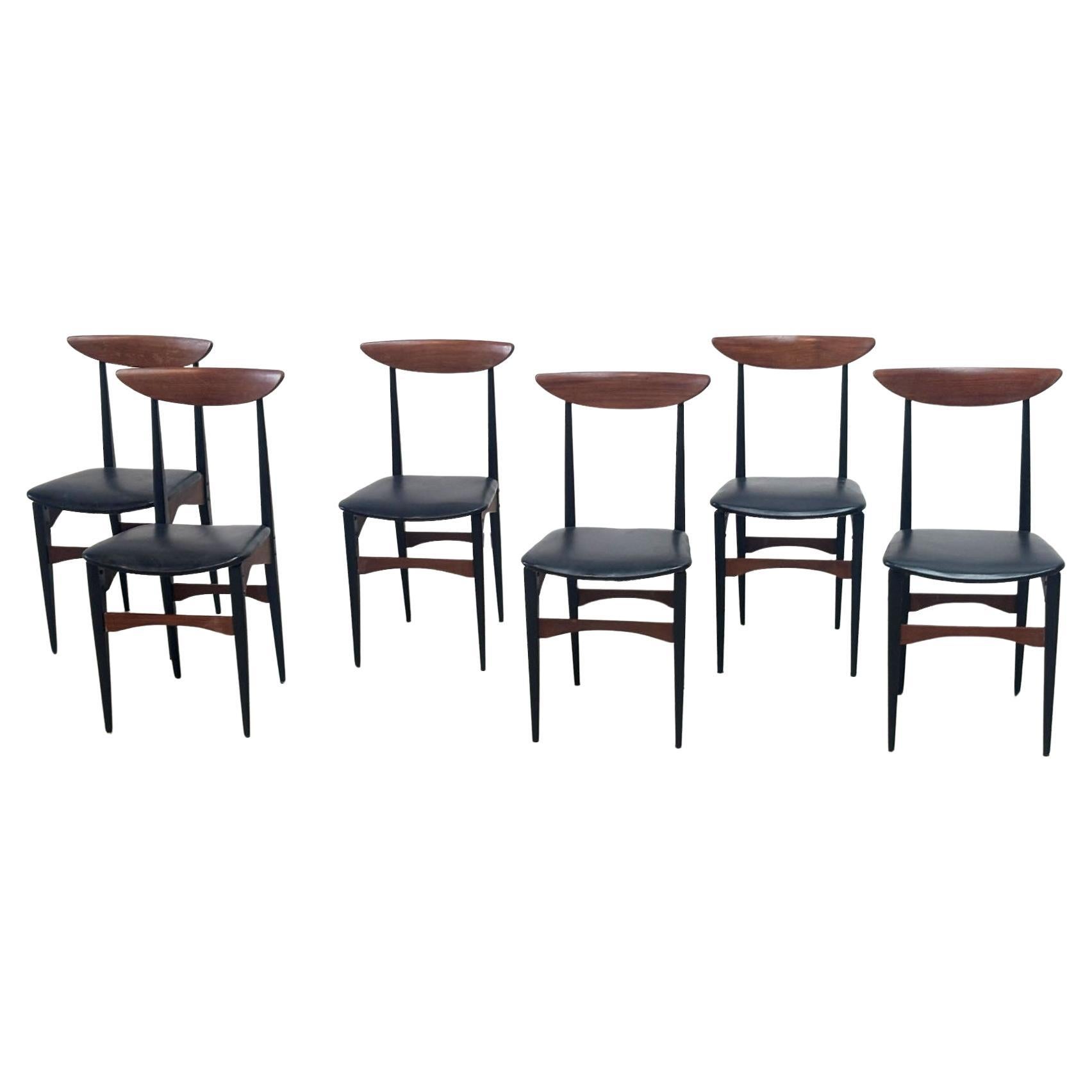 Set of six sculptural Italian dining chairs For Sale