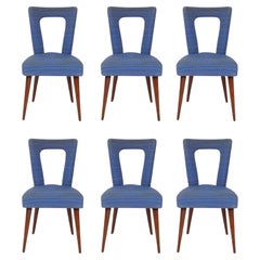 Set of Six Sculptural Italian Dining Chairs Reupholstered in Your Fabric