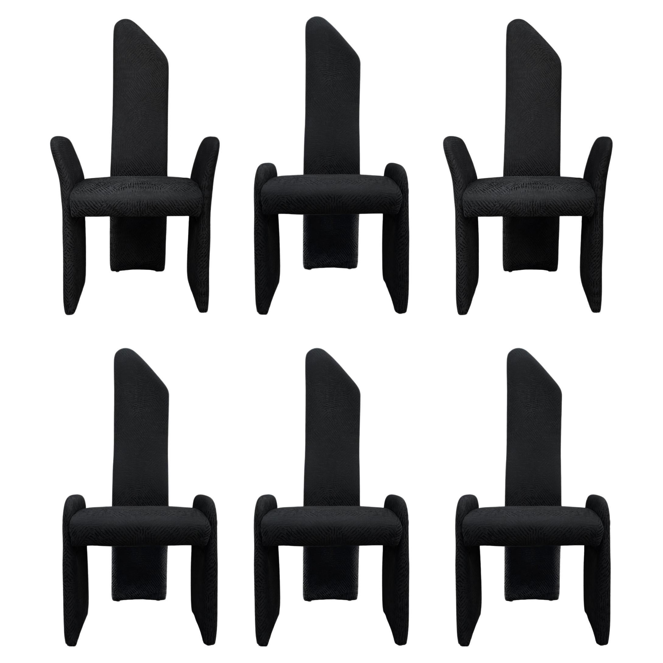 Set of Six Sculptural Mid Century Italian Post Modern Dining Chairs Set  For Sale