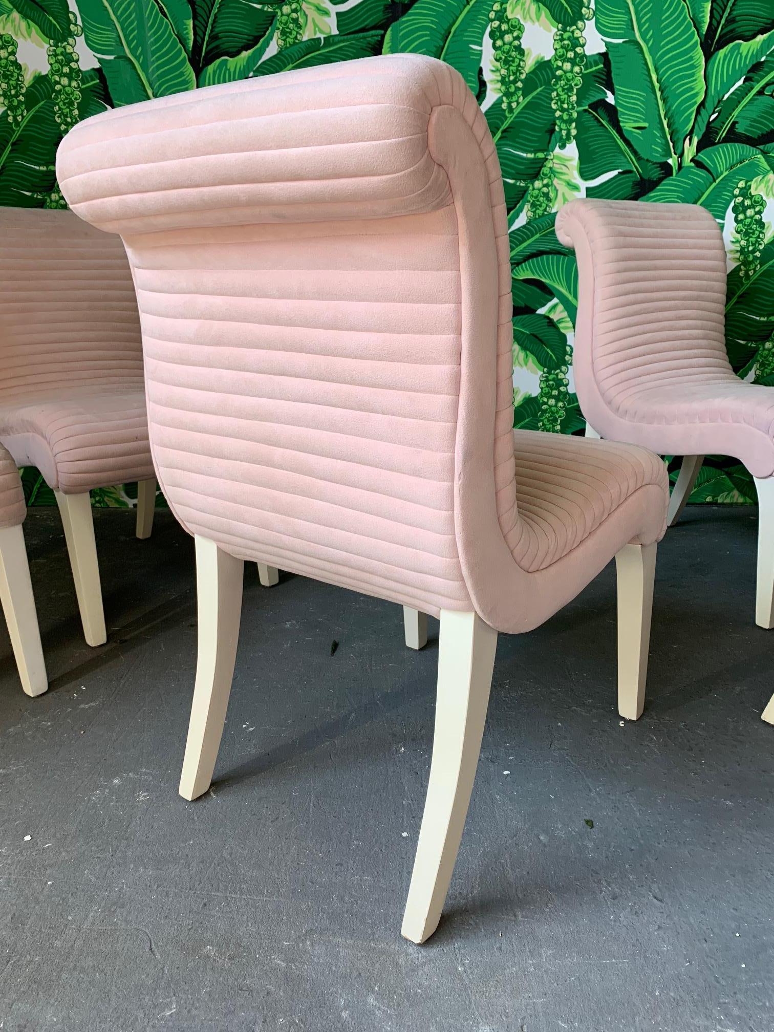 Set of Six Sculptural Pink Tufted Dining Chairs In Good Condition In Jacksonville, FL