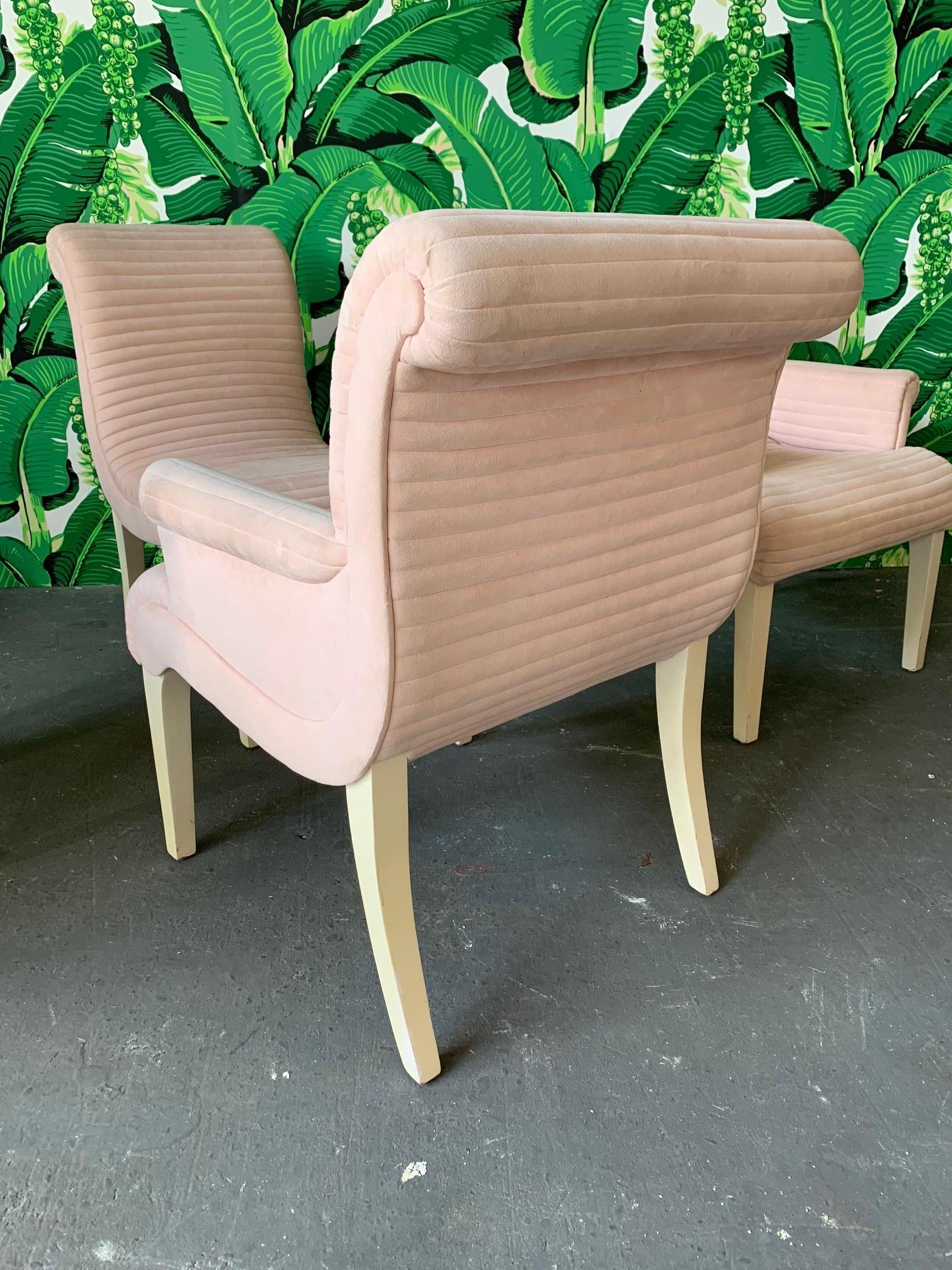 Set of Six Sculptural Pink Tufted Dining Chairs 1