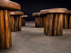 Set di sei sgabelli scultura in Wood Wood, Brasile, anni '70