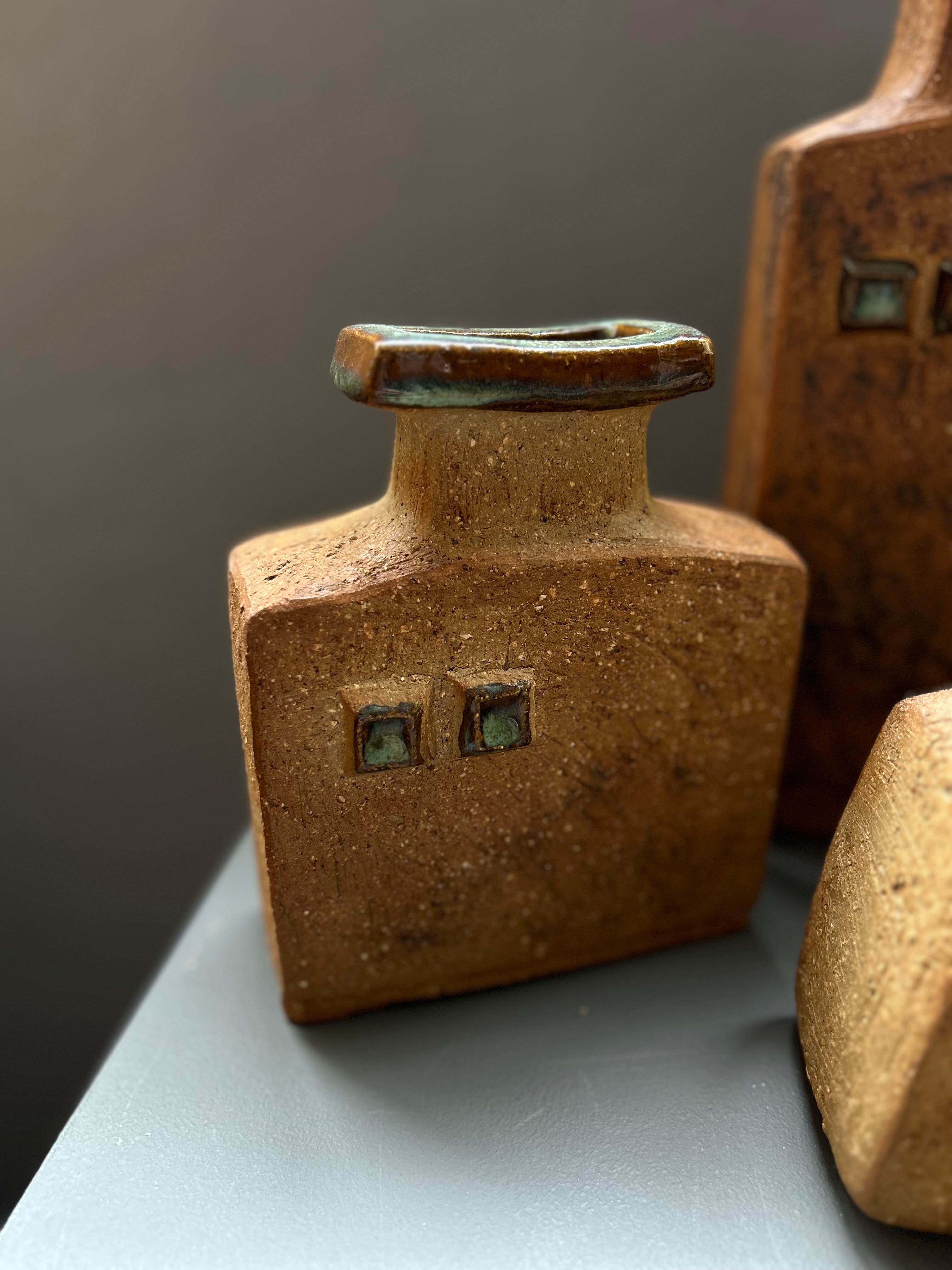 Set of Six Sculptural Vases by Curt M Addin, Sweden 1980’s 1
