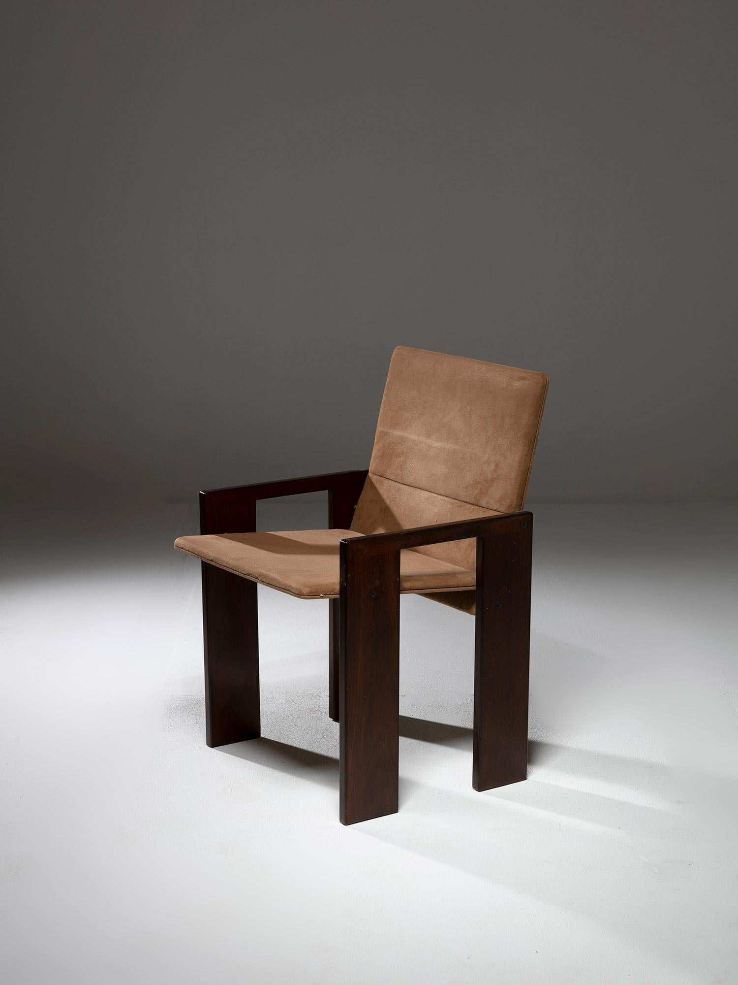 Italian Set of Six SD60 Wood Chairs by Marco Zanuso for Poggi, Italy, 1970s