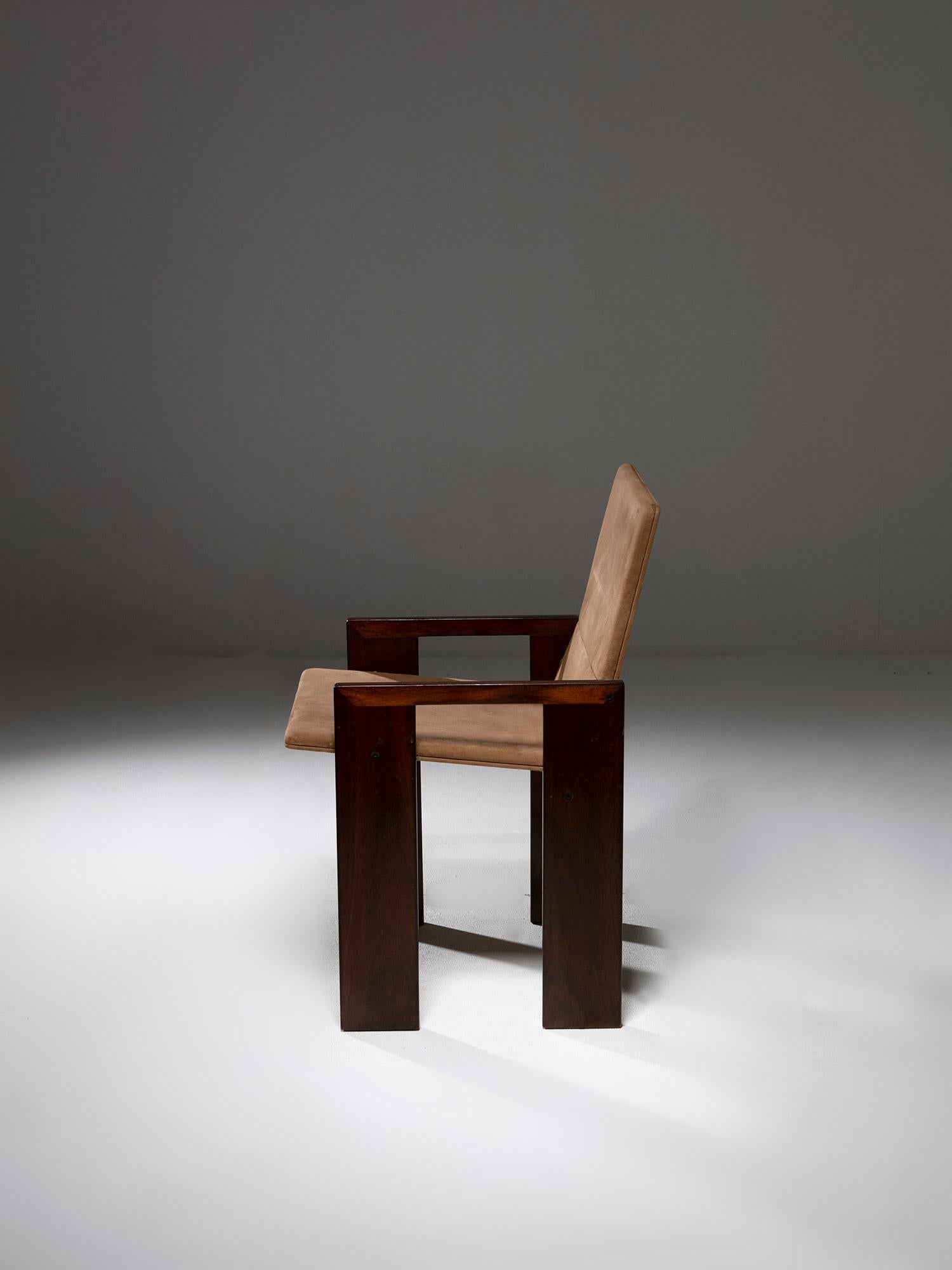 Set of Six SD60 Wood Chairs by Marco Zanuso for Poggi, Italy, 1970s In Good Condition In Milan, IT