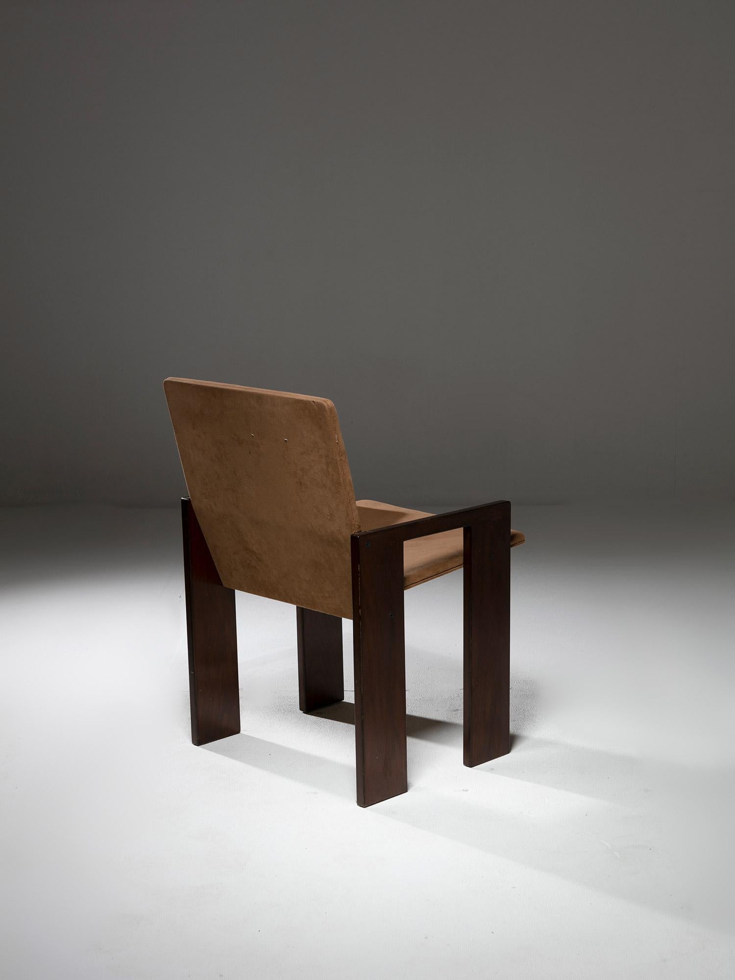 Late 20th Century Set of Six SD60 Wood Chairs by Marco Zanuso for Poggi, Italy, 1970s