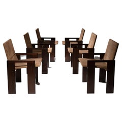 Set of Six SD60 Wood Chairs by Marco Zanuso for Poggi, Italy, 1970s