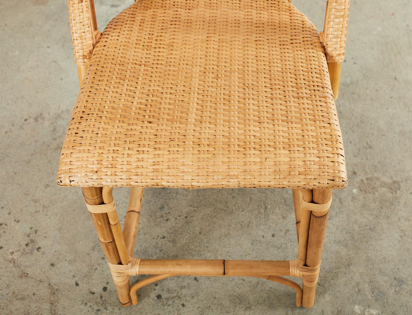 Set of Six Serena and Lily Rattan Wicker Counter Height Barstools 1