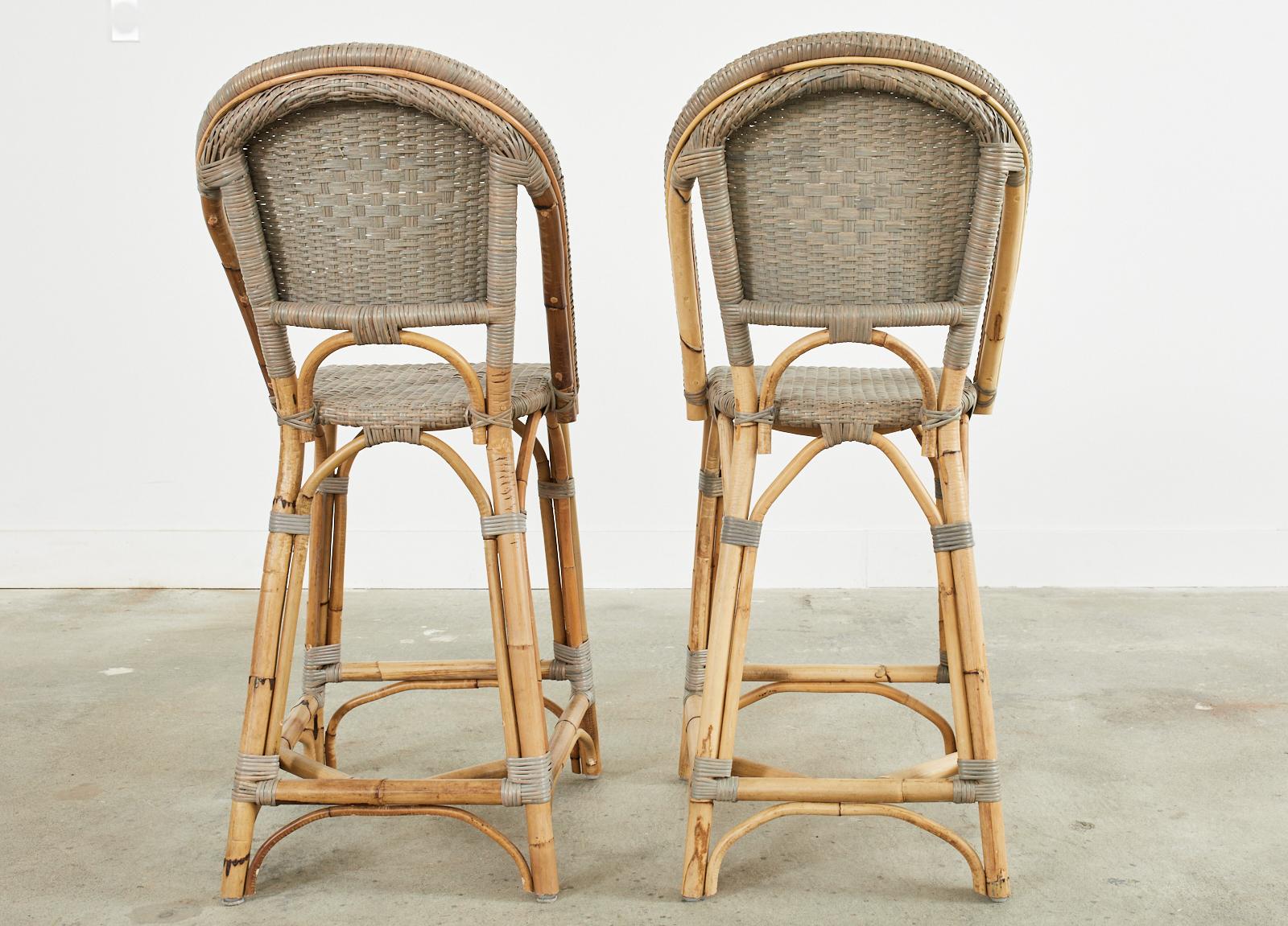Set of Six Serena and Lily Rattan Wicker Counter Height Barstools 9