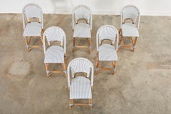 Set of Six Serena and Lily Riviera Rattan Bistro Barstools