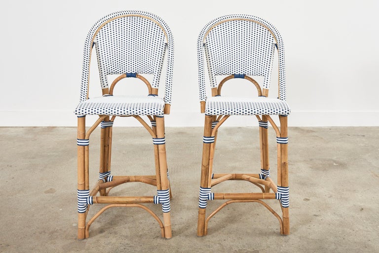 Set of Six Serena and Lily Riviera Rattan Bistro Barstools For Sale at ...
