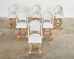 Set aus sechs Serena- und Lily Riviera-Rattan-Bistrohockern mit drehbarer Bar