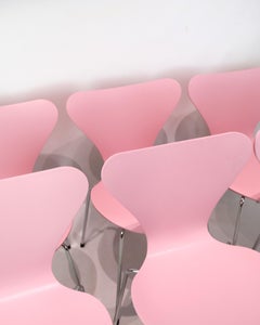 Set Of Six Series Seven Chairs In Pink By Arne Jacobsen For Fritz Hansen