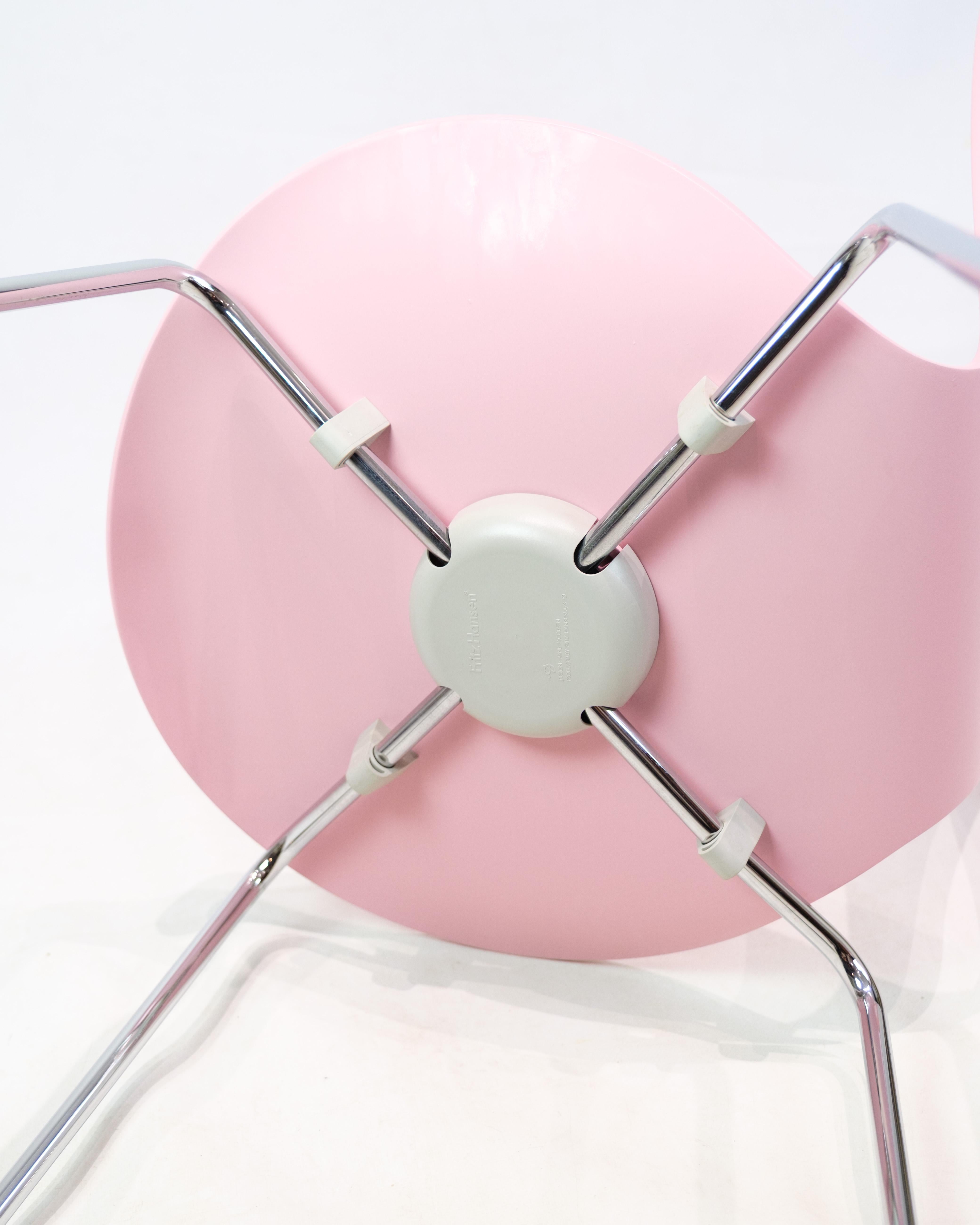 Set Of Six Series Seven Chairs In Pink By Arne Jacobsen For Fritz Hansen For Sale 1