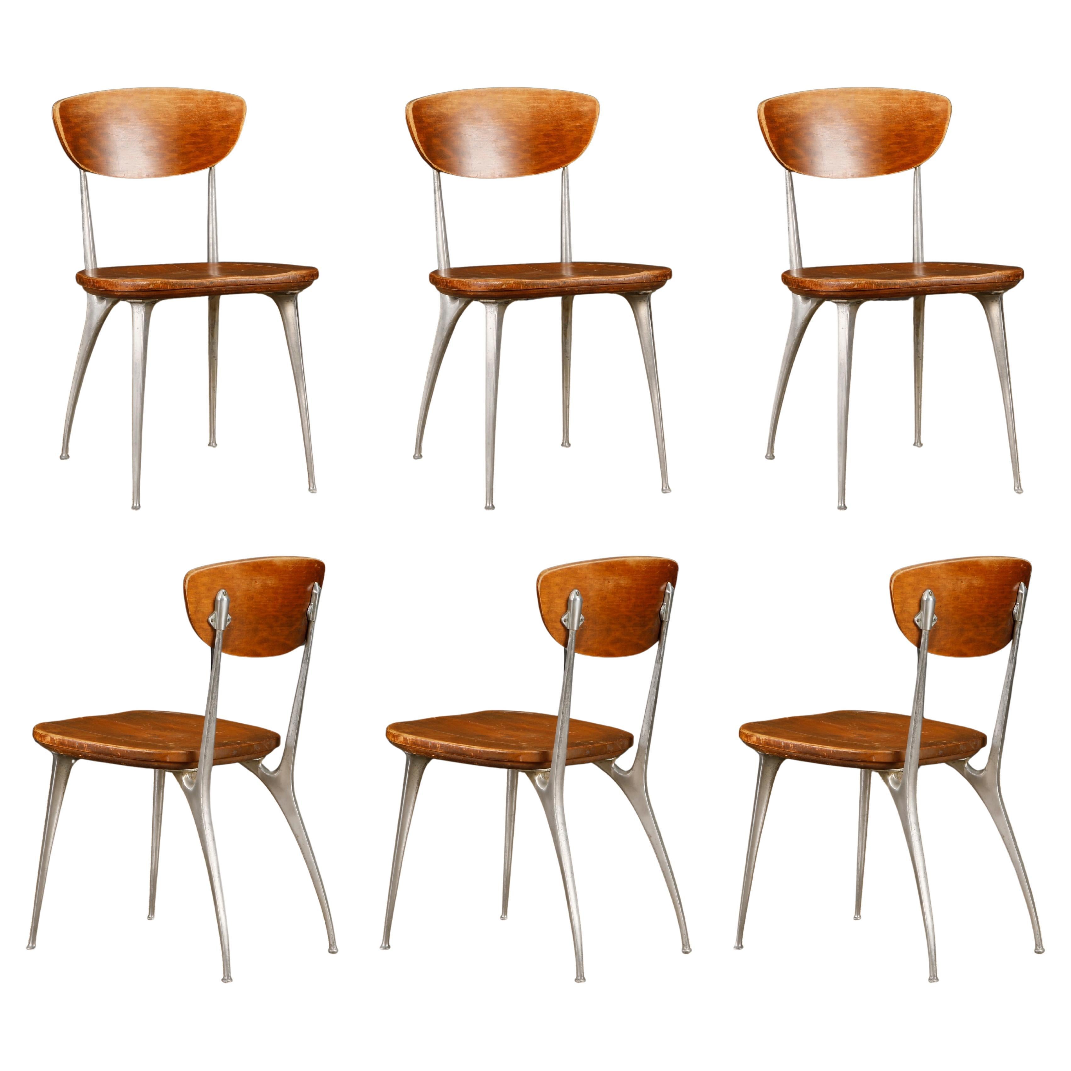 Set of Six Shelby Williams 
Gazelle
 Sculptural Aluminum Side Chairs, 1960s For Sale