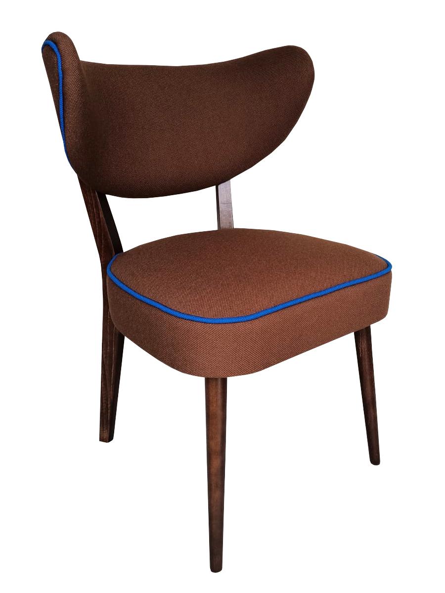Polish Set of Six Shell Dining Chairs, Brown FR Fabric, by Vintola Studio, Europe For Sale