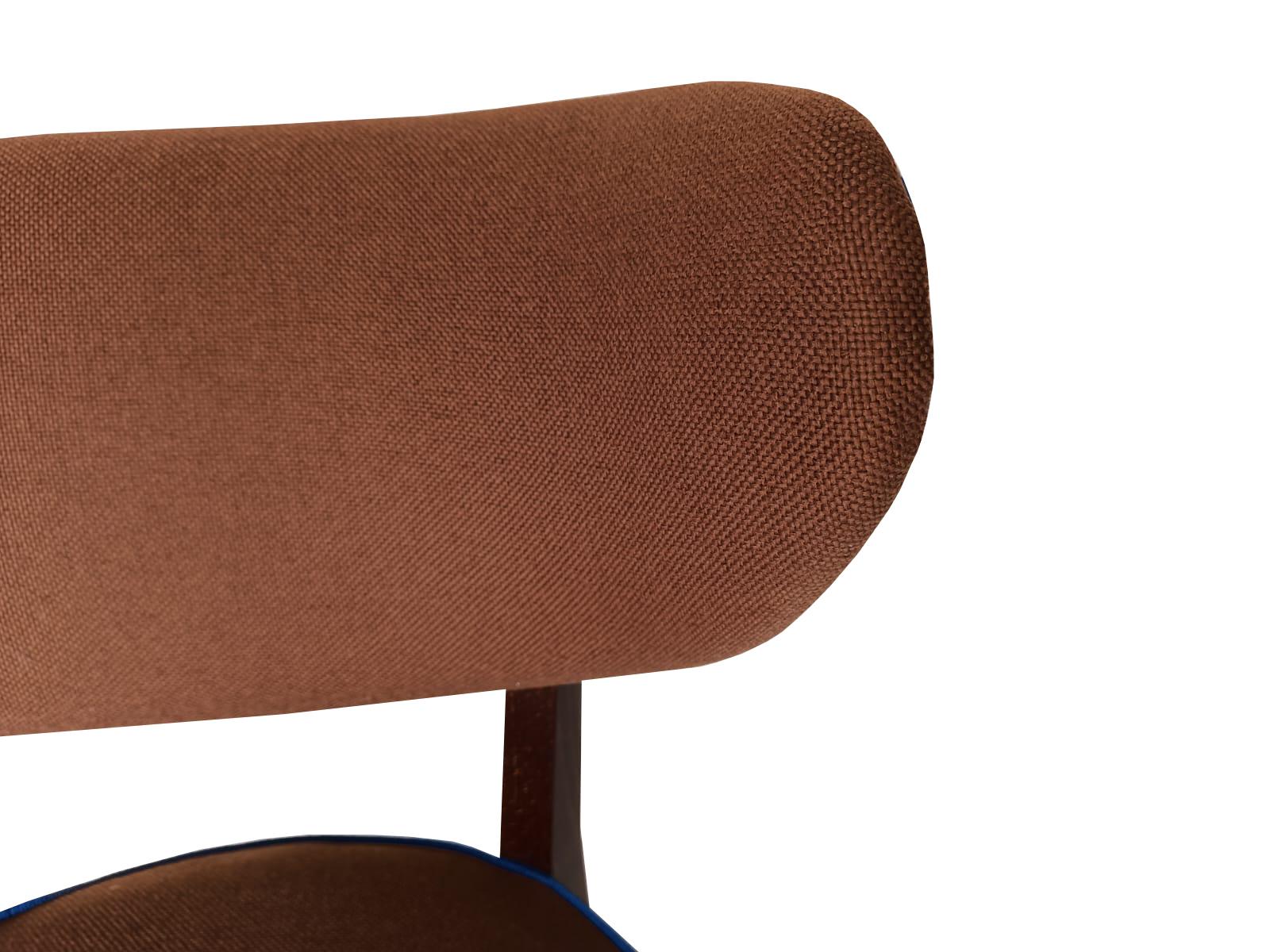Hand-Crafted Set of Six Shell Dining Chairs, Brown FR Fabric, by Vintola Studio, Europe For Sale