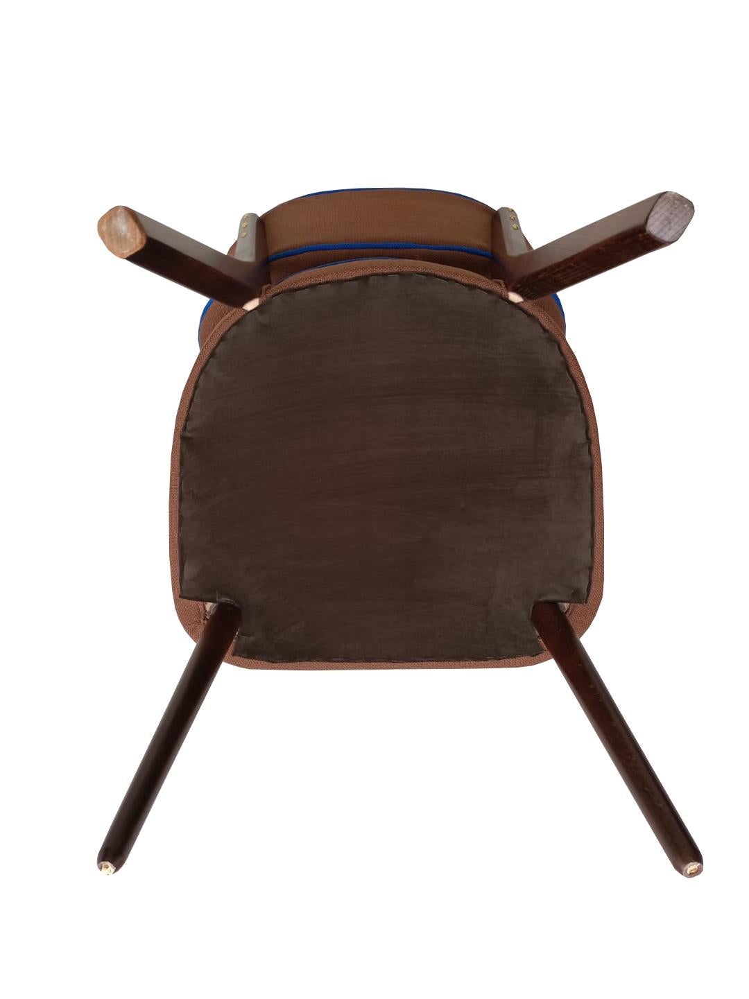 Velvet Set of Six Shell Dining Chairs, Brown FR Fabric, by Vintola Studio, Europe For Sale