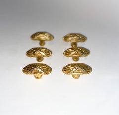 Set of Six Sherle Wagner Ribbon and Reed Cabinet Drawer Pulls