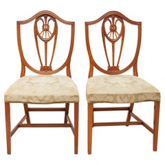 Vintage Set of Six Shield Back Wheatsheaf Design Dining Chairs Hepplewhite Style