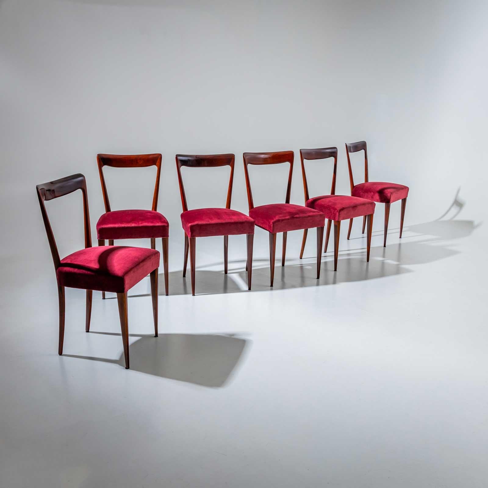 Mid-Century Modern Ensemble de six chaises d'appoint, attribuées à Ico Parisi, Italie, années 1940 en vente