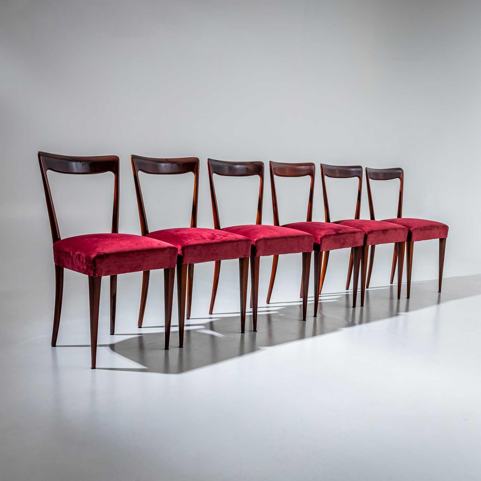Milieu du XXe siècle Ensemble de six chaises d'appoint, attribuées à Ico Parisi, Italie, années 1940 en vente