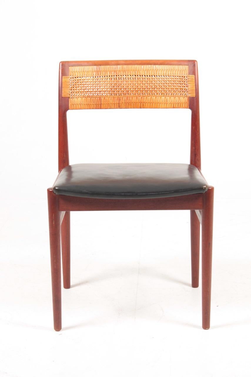 Scandinavian Modern Set of Six Side Chairs in Teak and Cane by Wørts, Danish Design, 1950s