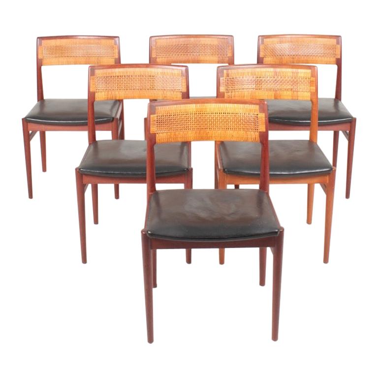 Set of Six Side Chairs in Teak and Cane by Wørts, Danish Design, 1950s