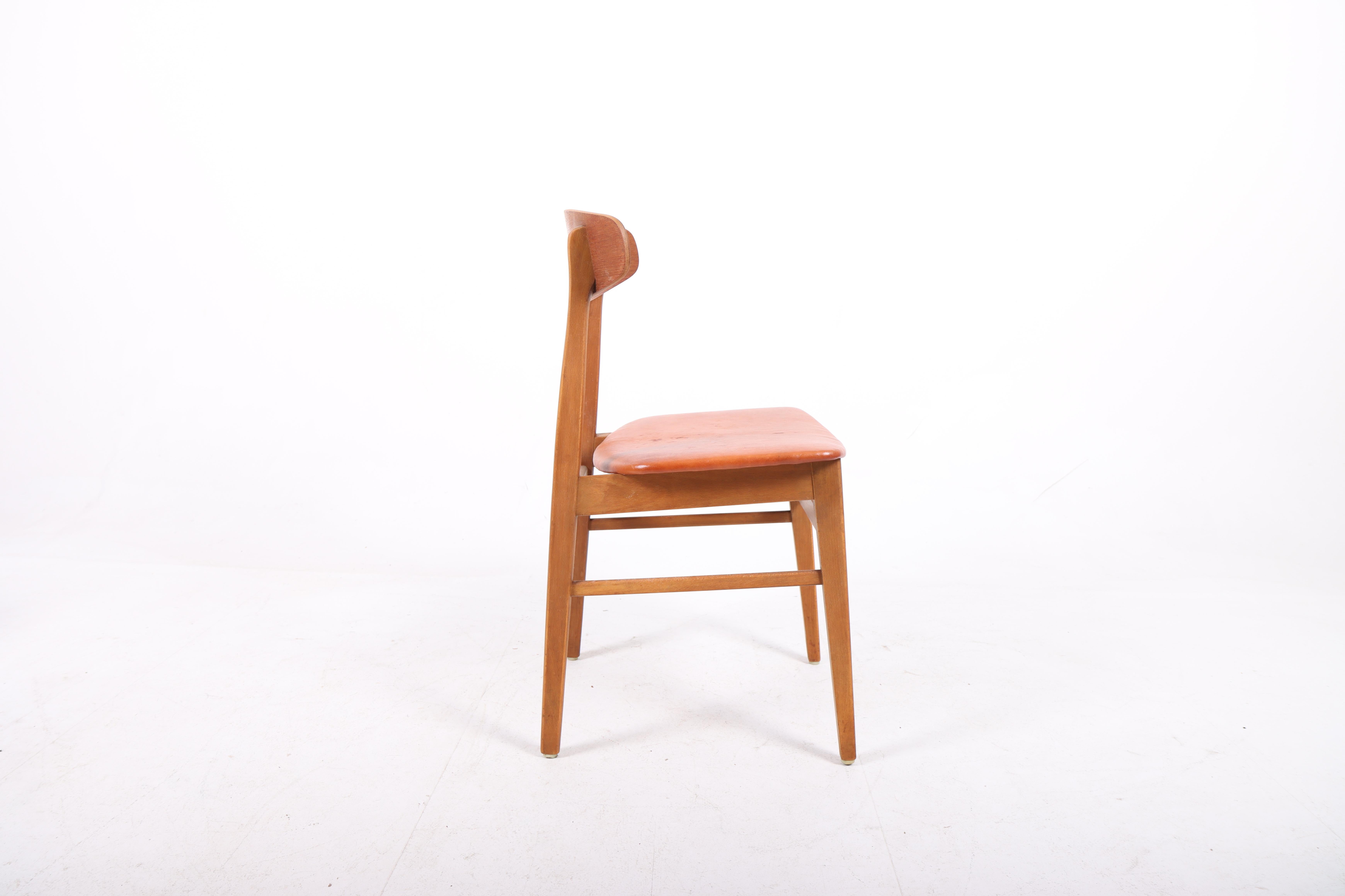Mid-20th Century Set of Six Side Chairs in Teak and Leather by Farstrup, Danish Design, 1960s