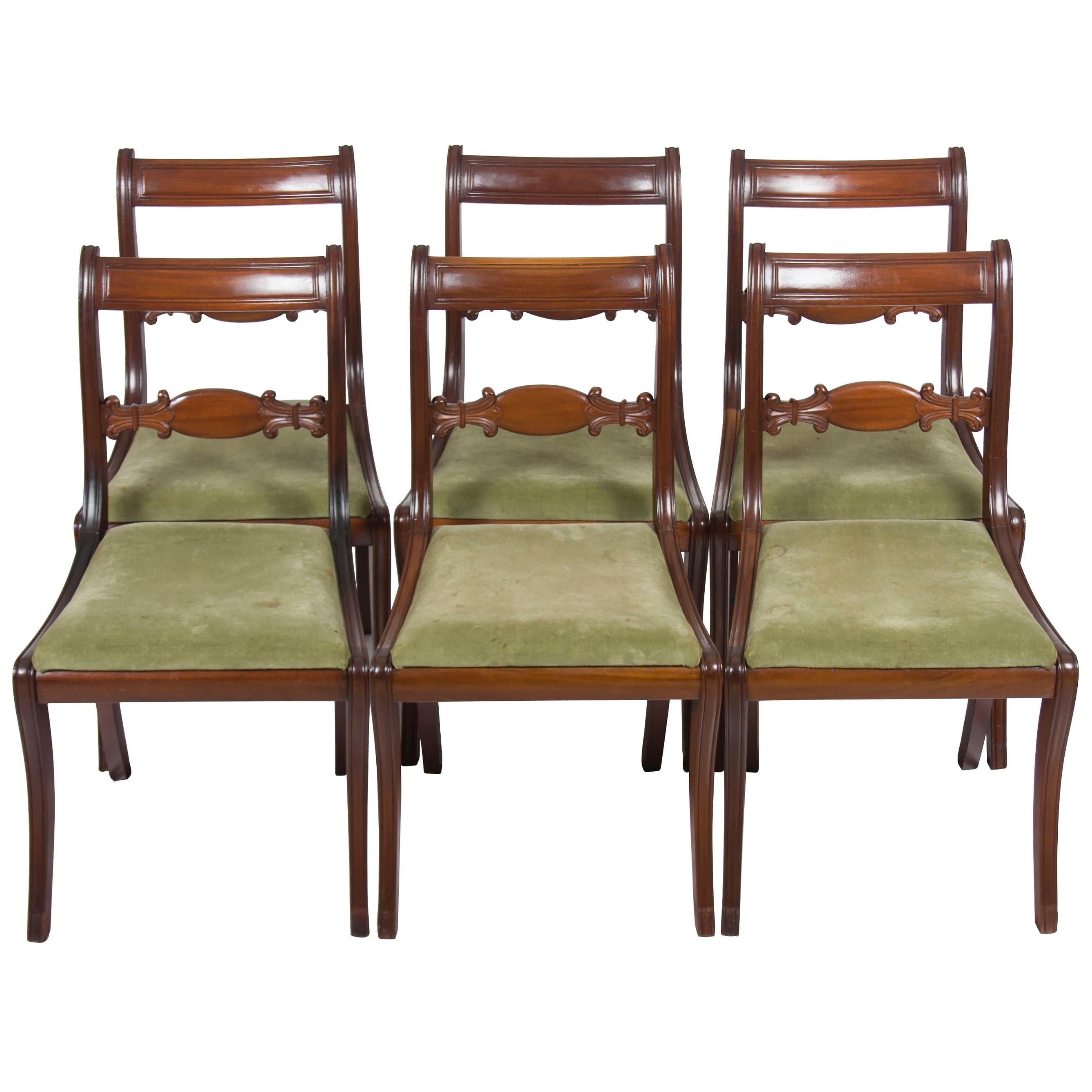 Set of Six Side Regency Mahogany Dining Room Chairs