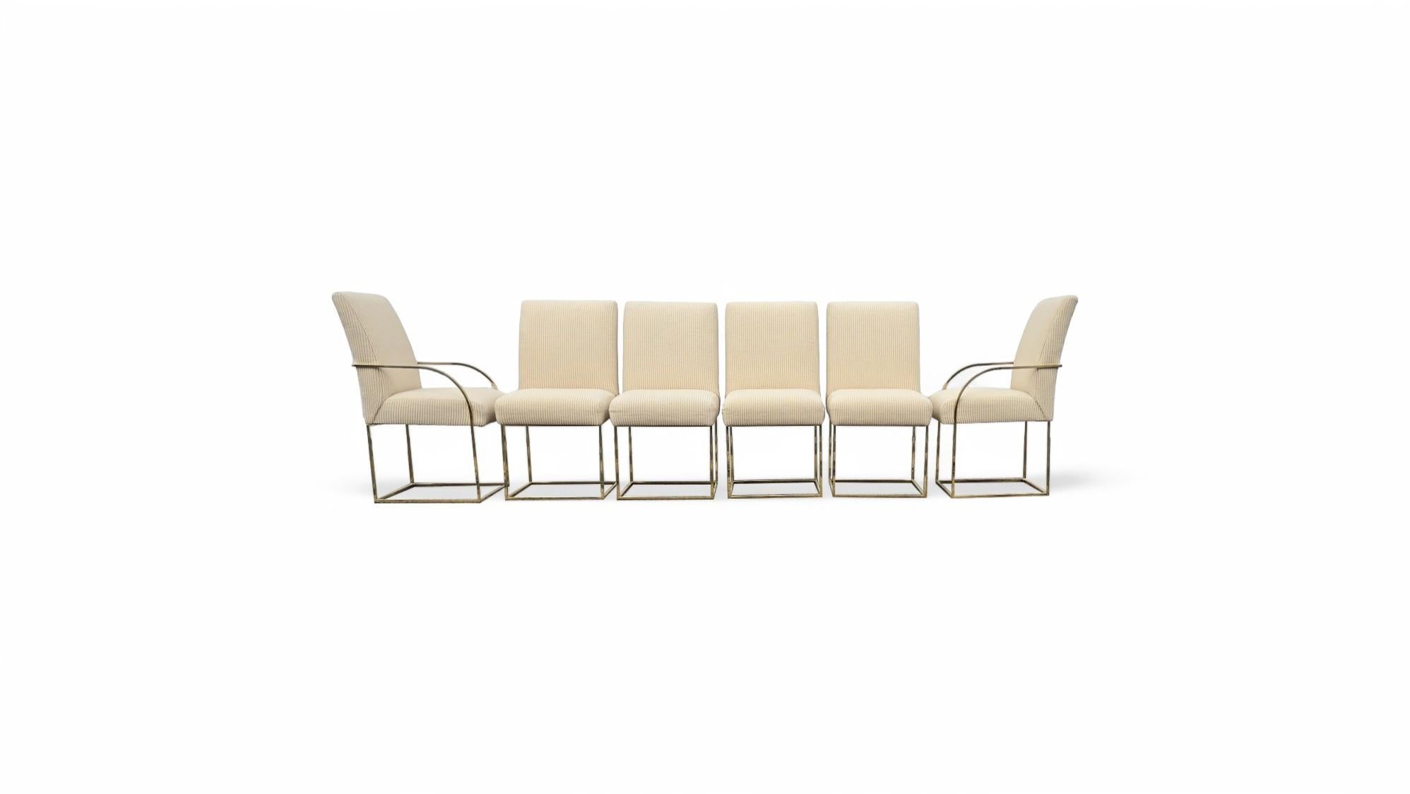 Set di sei sedie da pranzo con struttura in ottone firmate Cy Mann in vendita 3