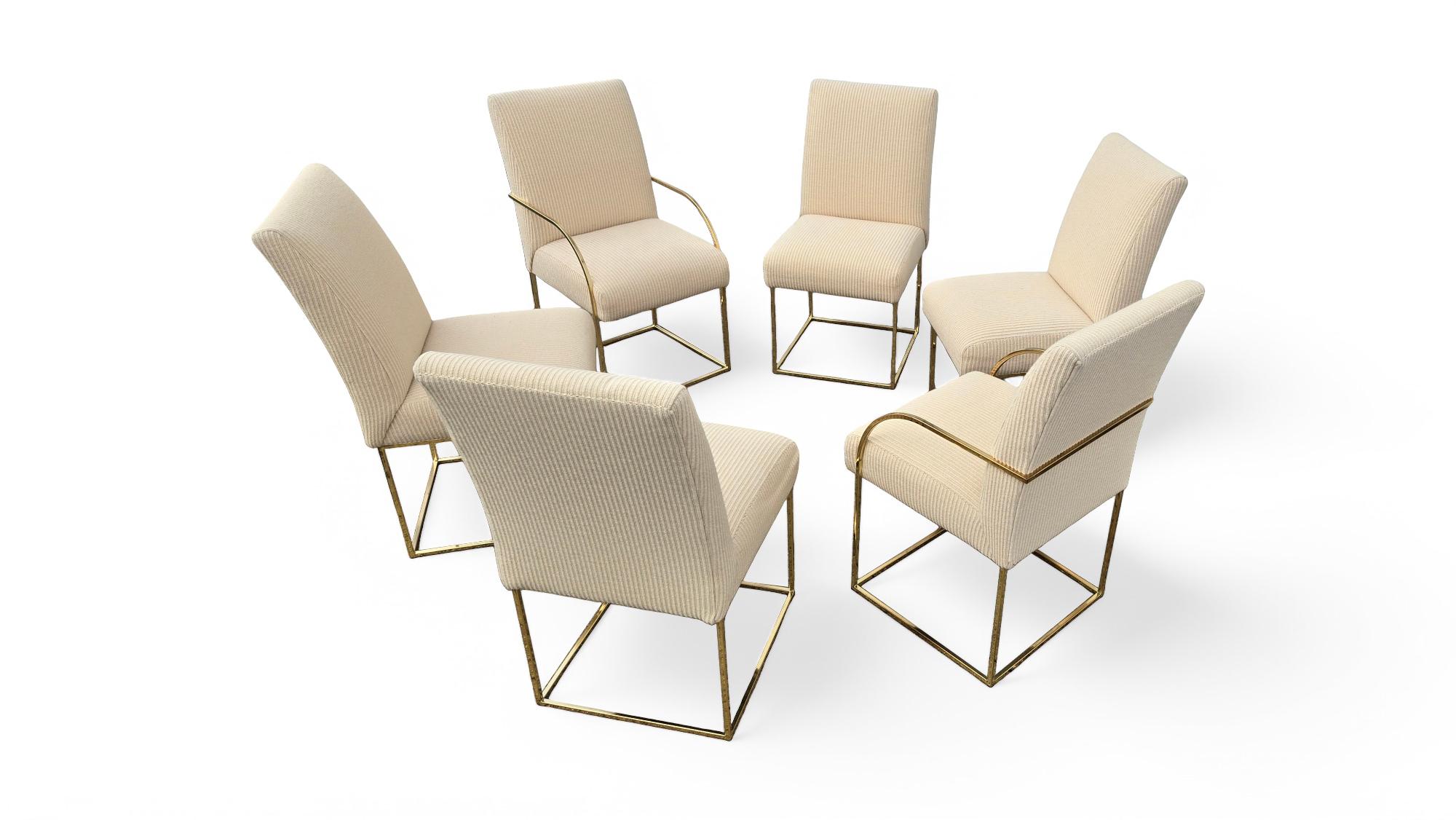 Set di sei sedie da pranzo con struttura in ottone firmate Cy Mann in vendita 8