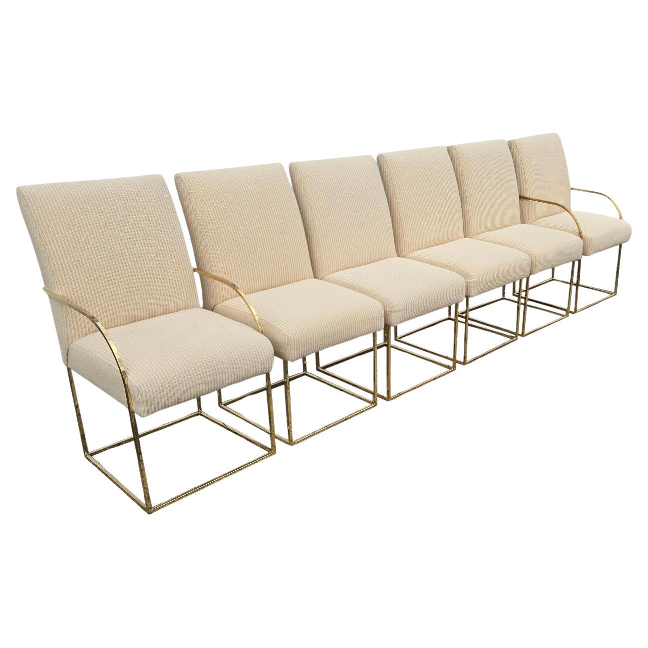 Set di sei sedie da pranzo con struttura in ottone firmate Cy Mann 