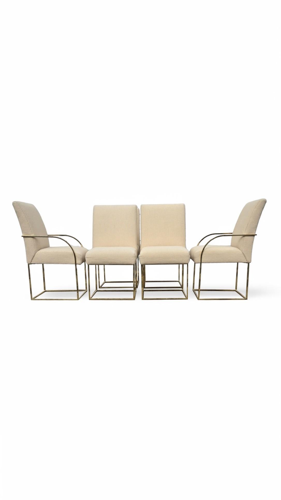Mid-Century moderno Set di sei sedie da pranzo con struttura in ottone firmate Cy Mann in vendita