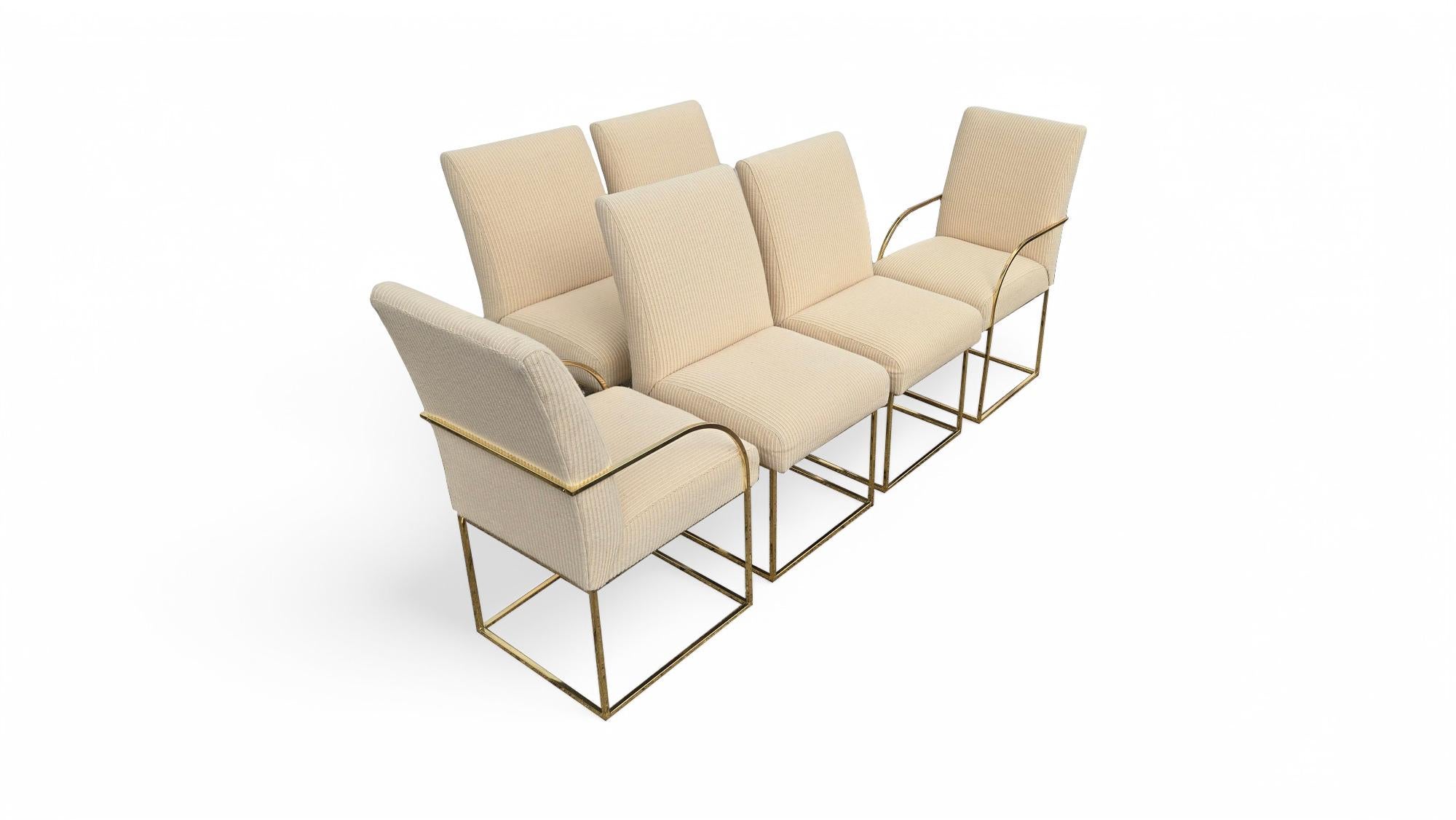 XX secolo Set di sei sedie da pranzo con struttura in ottone firmate Cy Mann in vendita