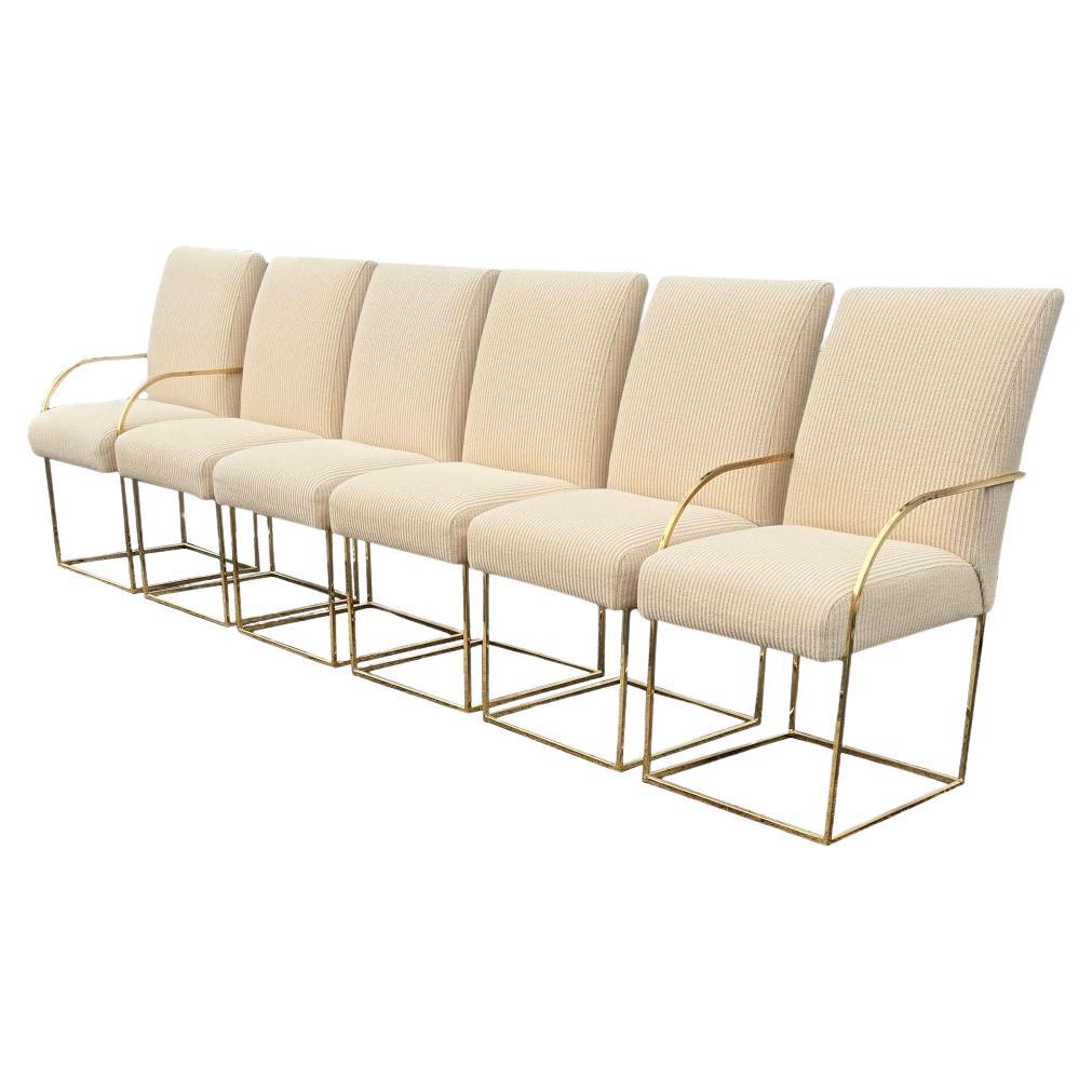 Set di sei sedie da pranzo con struttura in ottone firmate Cy Mann in vendita