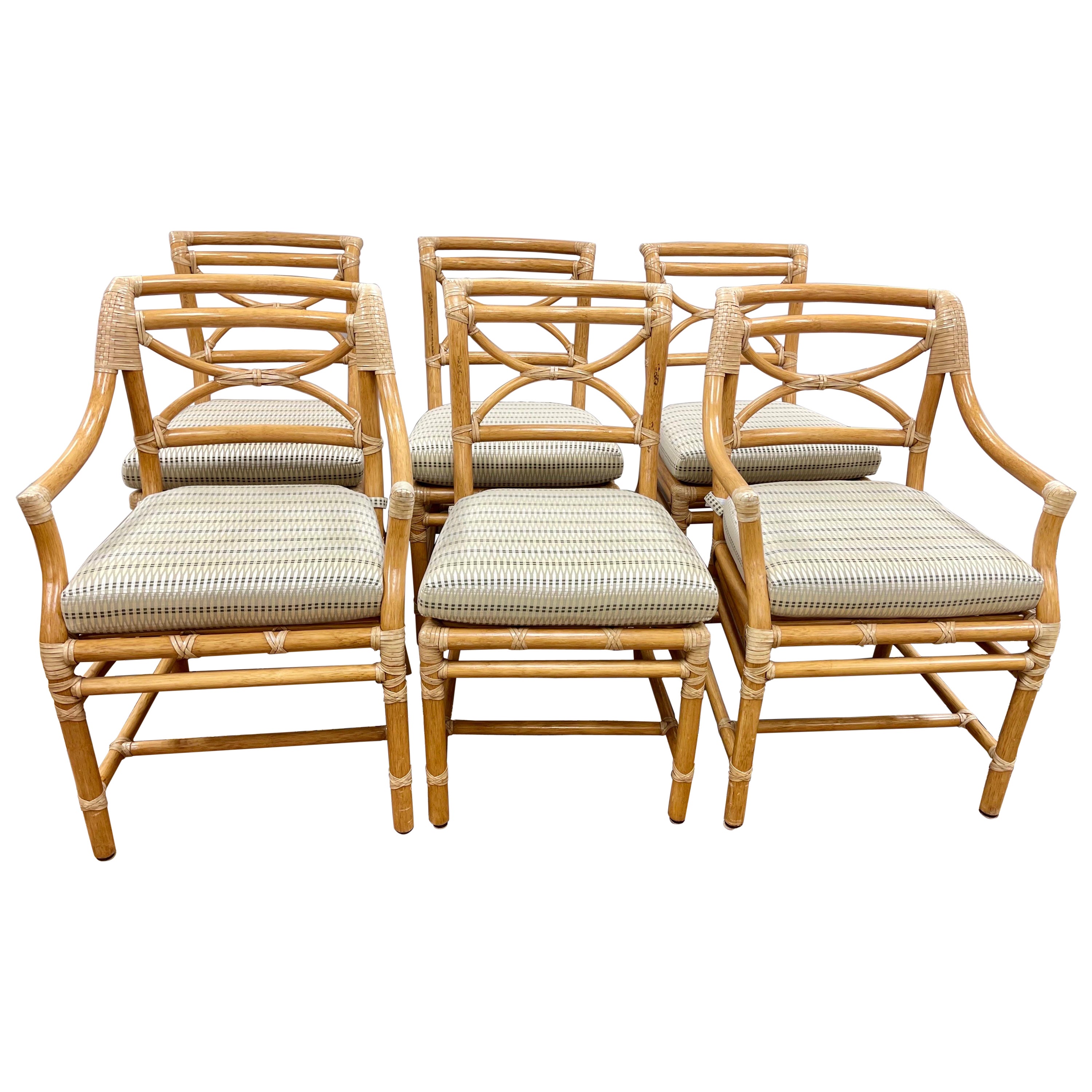 Set of Six Signed McGuire Furniture Chairs