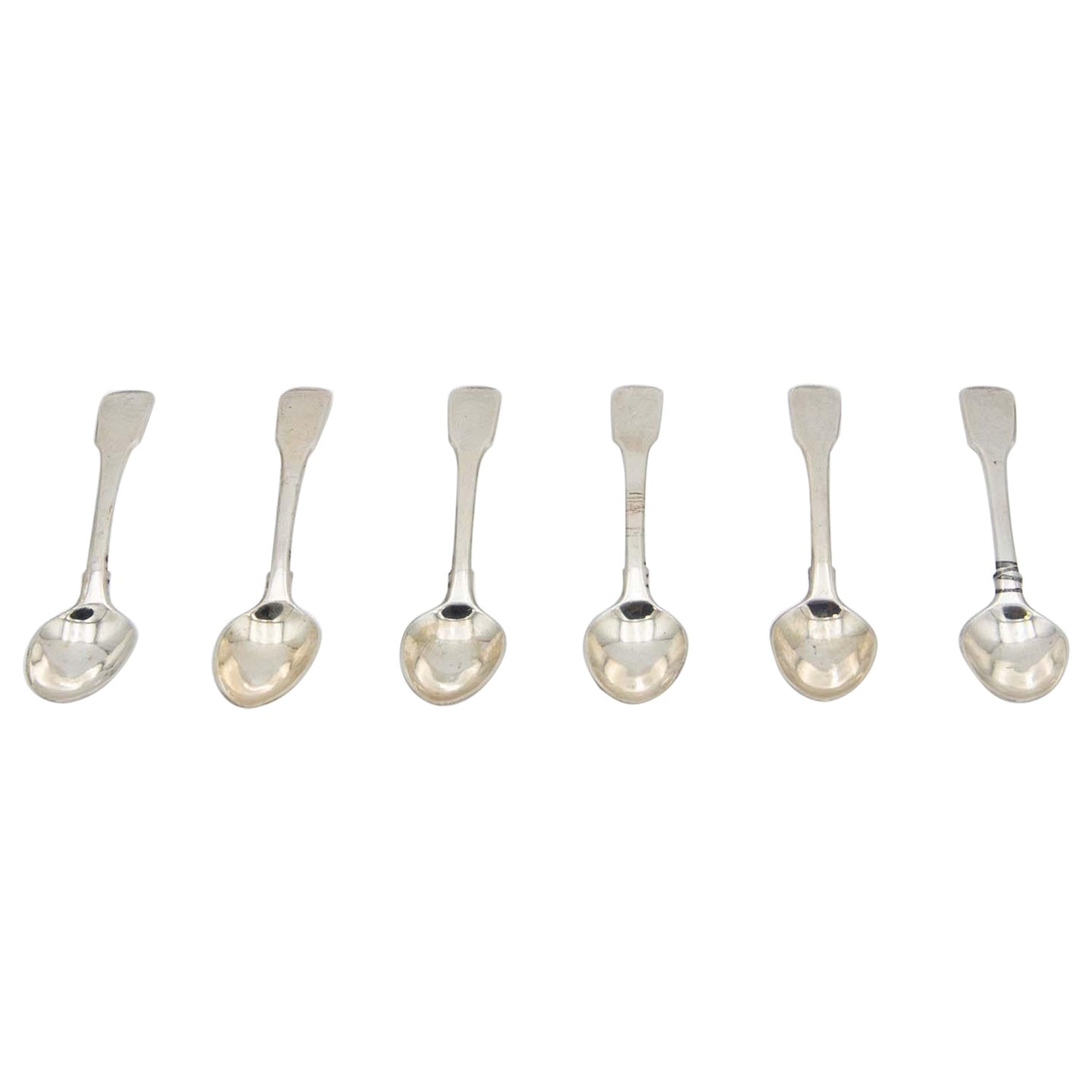 Set of six silver dessert spoons en venta