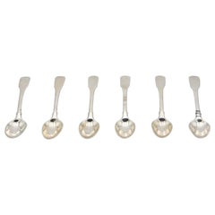 Set of six silver dessert spoons