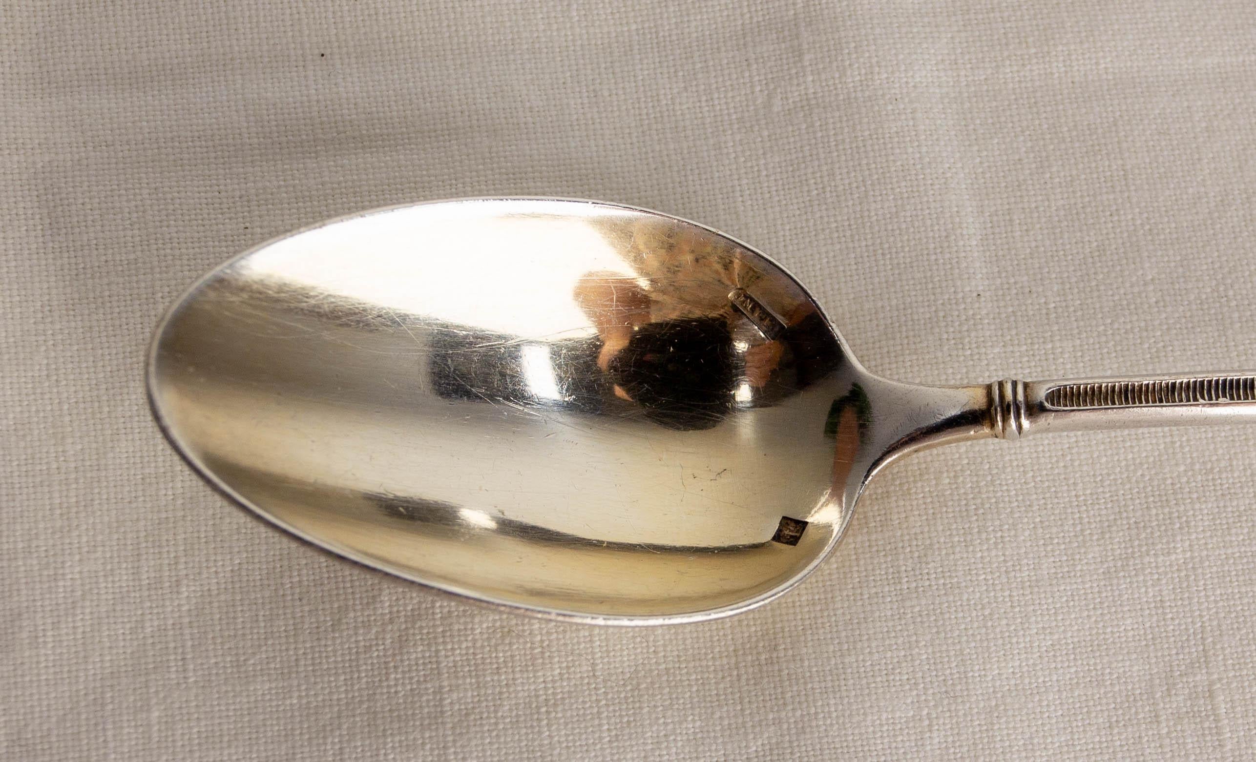 Set of Six Silver Metal Coffee Spoons in their Original Box, France, circa 1900 For Sale 4
