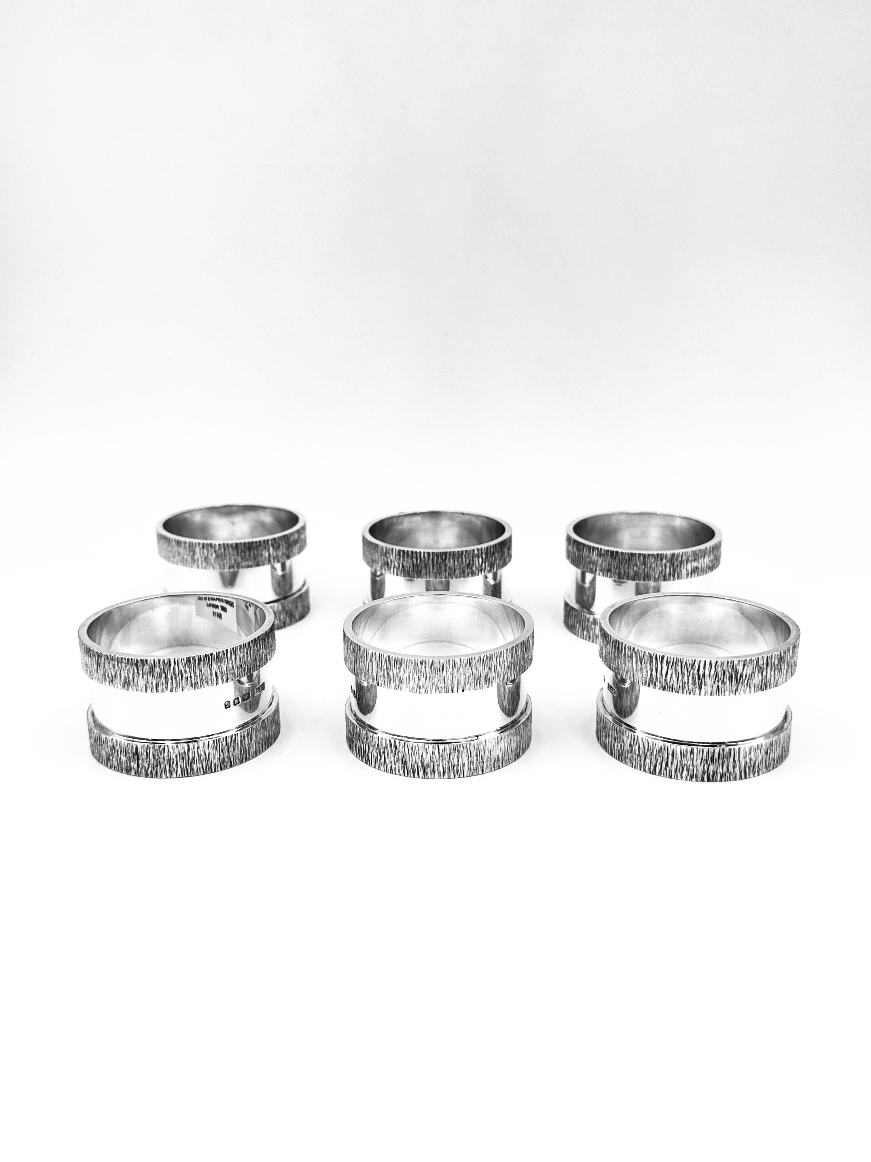 Britannico Set di sei portatovaglioli in argento in vendita