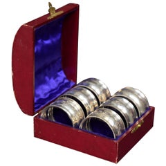 Set of Six Silver Napkin Rings Hallmarked Chester, 1902