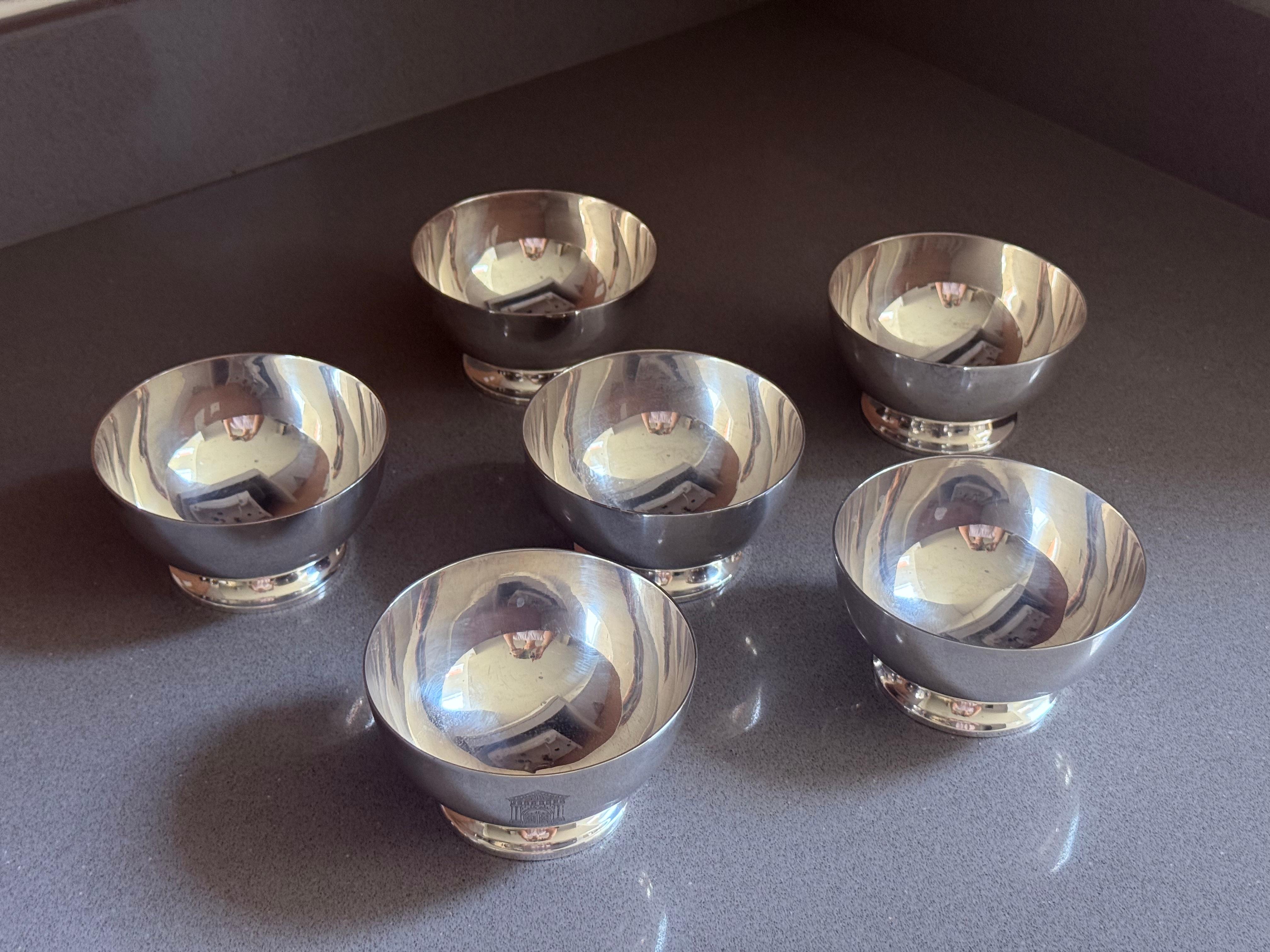 Satz von sechs versilberten Dessert- oder Nussschalen Walker & Hall Sheffield, Grosvenor (Spätes 19. Jahrhundert) im Angebot