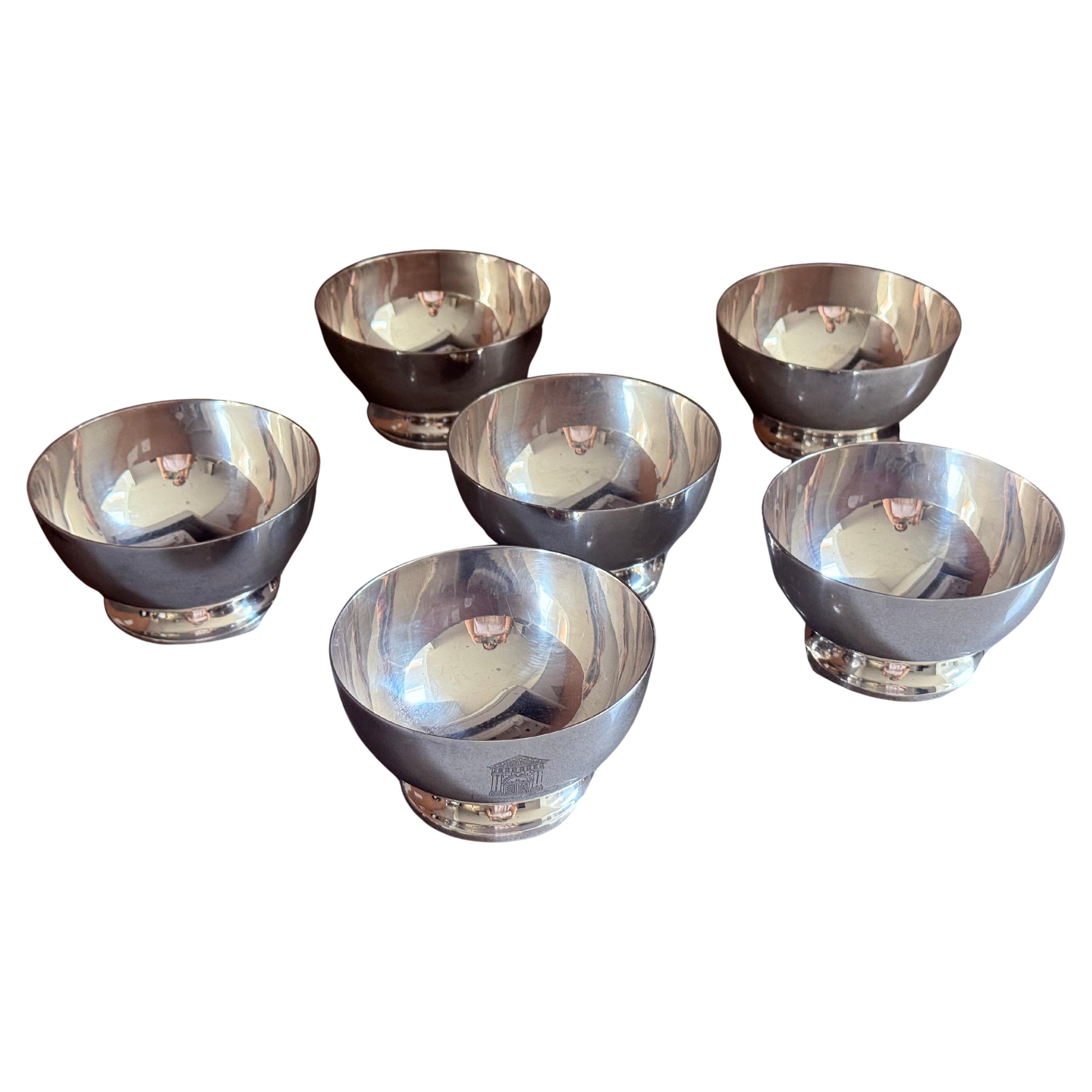 Set of Six Silver-Plated Dessert or Nut Bowls Walker & Hall Sheffield, Grosvenor