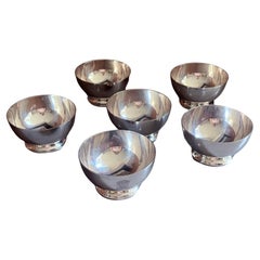 Antique Set of Six Silver-Plated Dessert or Nut Bowls Walker & Hall Sheffield, Grosvenor