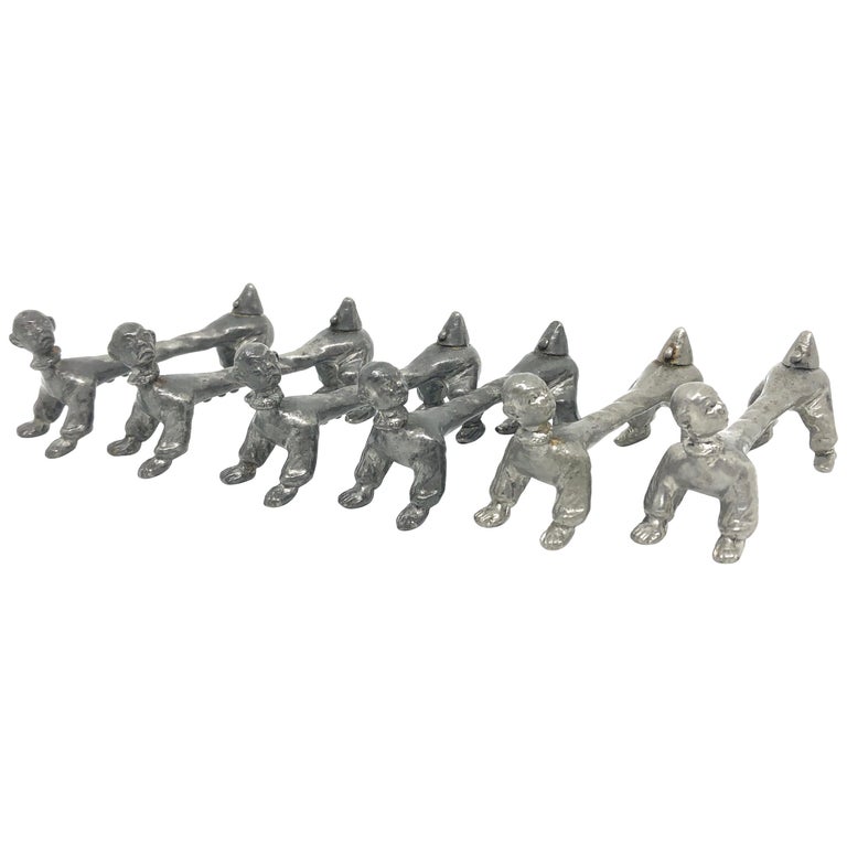 Set of Six Silver Plated Pierrot Clown Motif Knife Rests For Sale