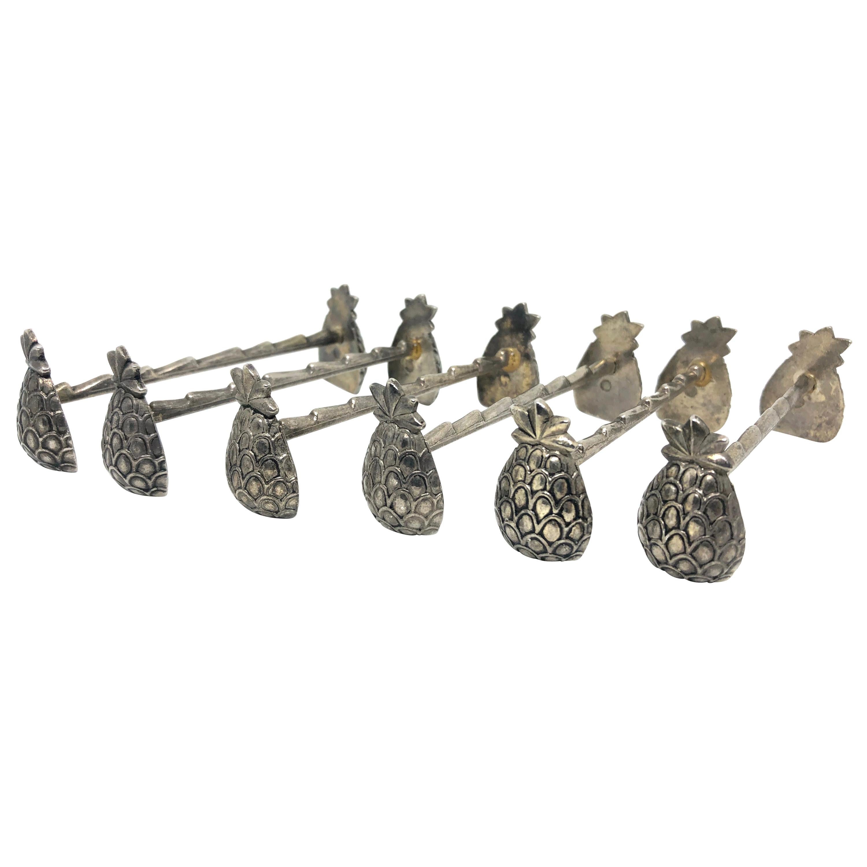 Set of Six Silver Plated Pineapple Motif Knife Rests